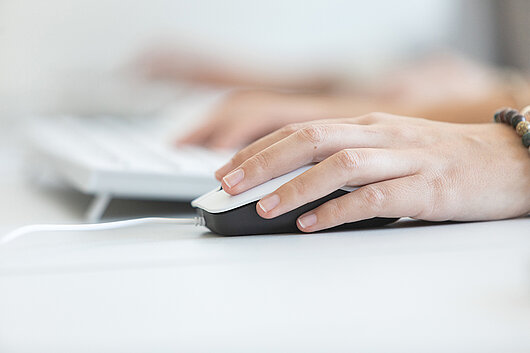 Hand führt eine Computermaus